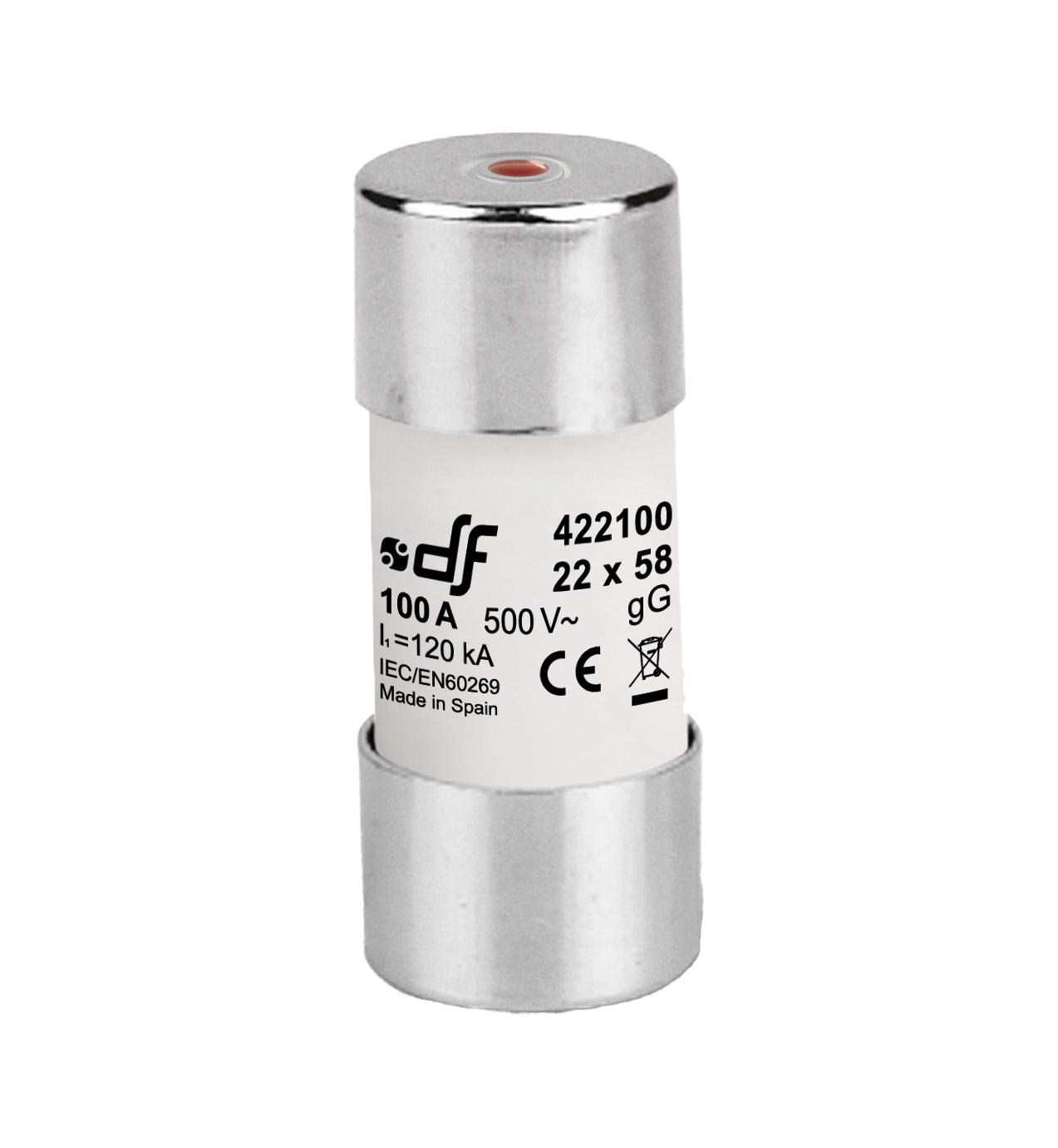  Cylindriska säkringar gG 22,2X58 med indikator