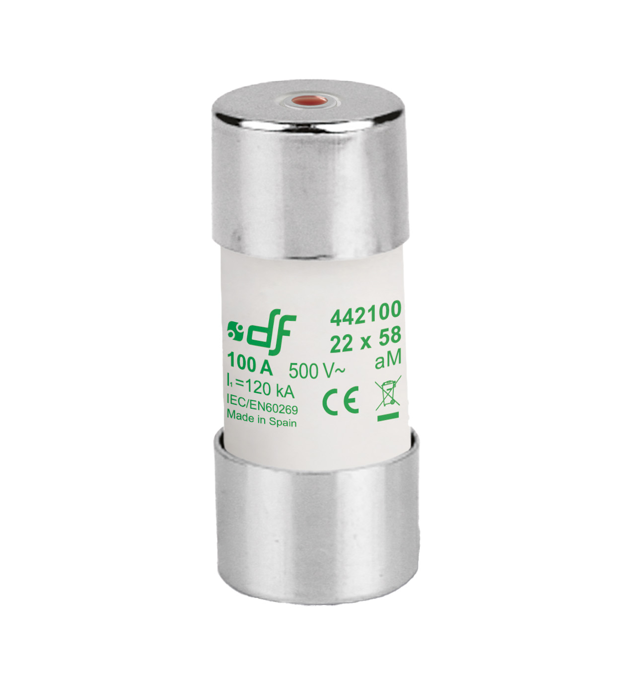  Cylindriska säkringar aM 22,2X58 med indikator