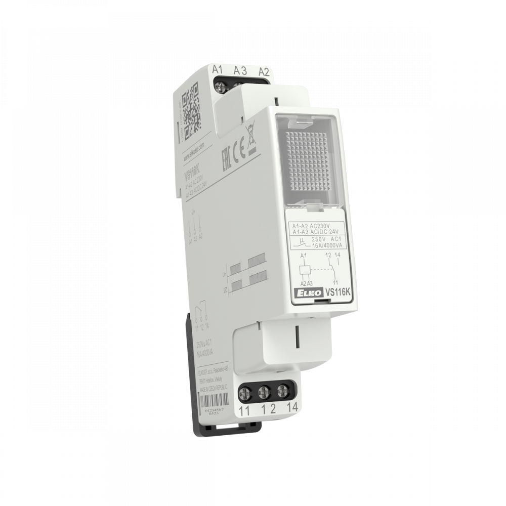 Power relay 1x16A, AC 230V and AC/DC 24V VS116K /green
