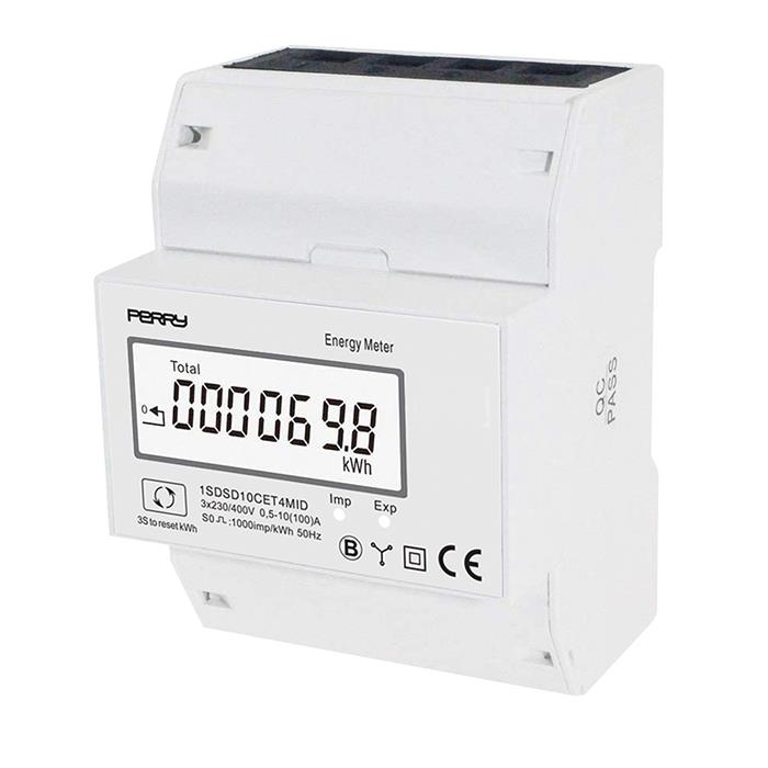 TRE-FAS DIGITAL ENERGI RÄKNARE 100A 4 DIN, MID-CERTIFIERAD