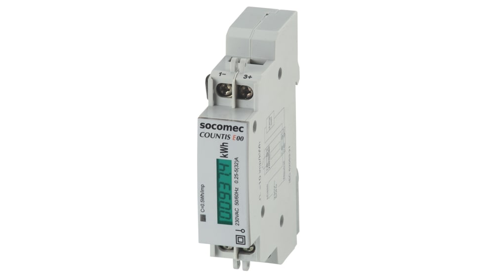 kWh-mätare, MID, digital 1 modul, 1 fas, klass 1, 32A, puls