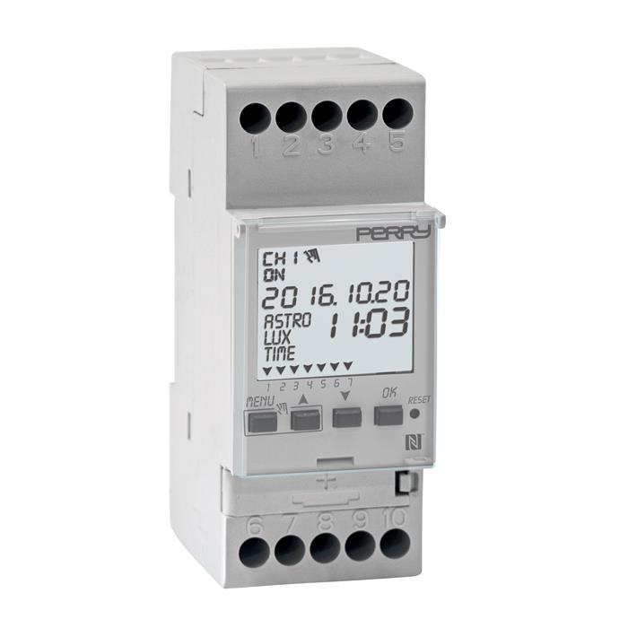 NFC Astronomical Time Switch - 2 DIN, 2 kontakter