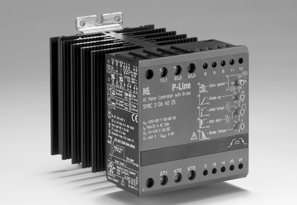 Start motor controller 25 A, 3-phase motor applications, with regulation on 2-phases
