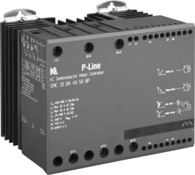 Start motor controller, 3-phase motor applications, with regulation on all 3 phases 43-86 A