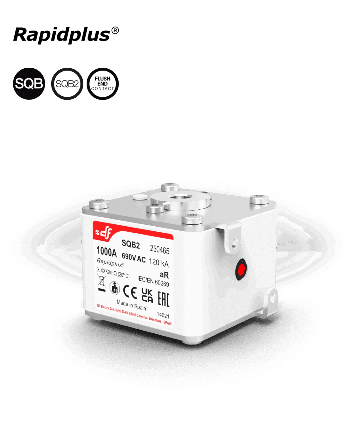 Semiconductor High Speed fuses SQB2 aR 690V Flush end contact M8