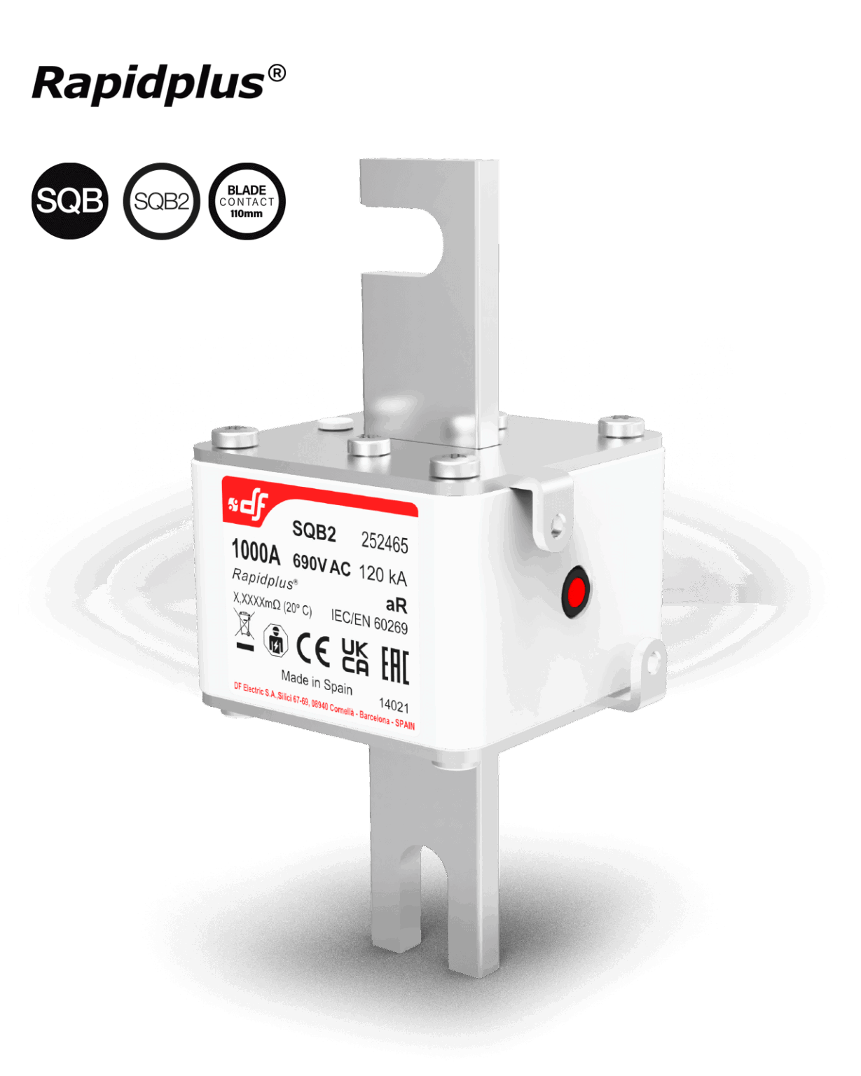 Semiconductor High Speed fuses SQB2 aR 690V Blade contact 110mm