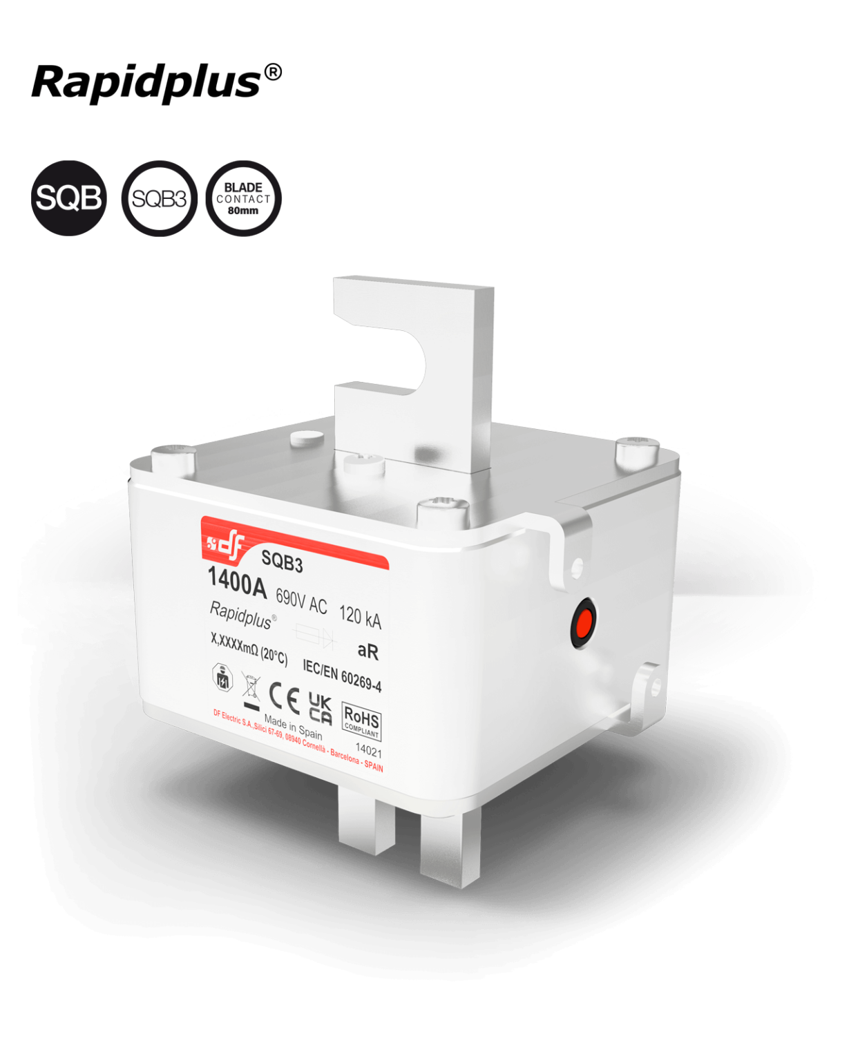 Semiconductor High Speed fuses SQB3 aR 690V Blade contact 80