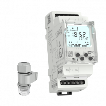 Digital twilight/light switch with time switches + Wi-Fi connection SOU-13/1 + Photosensor SKS-200