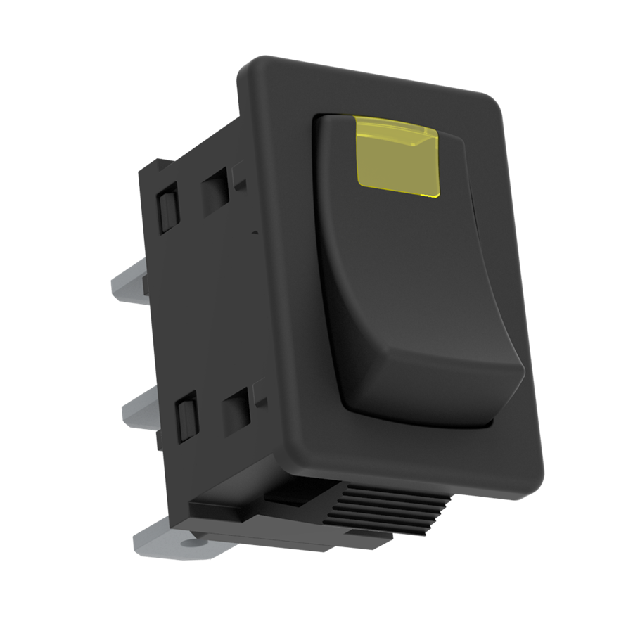 Strömbrytare med glödrör - gul (10A / 250V AC) USS-09